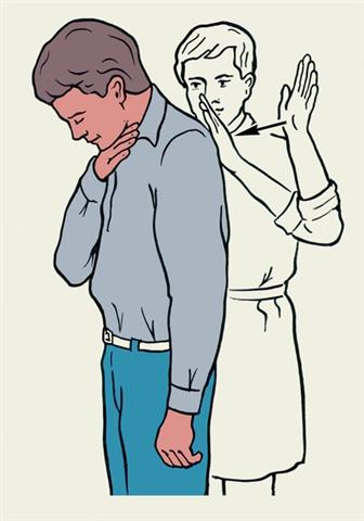 Приемы первой помощи пострадавшему, находящемуся в сознании, при аспирации инородного тела